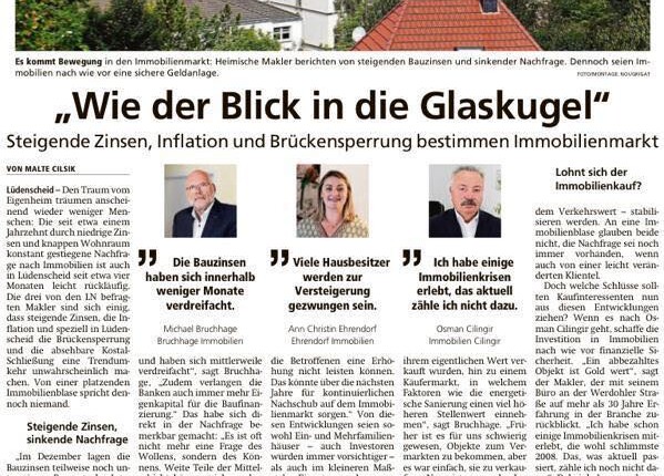 Zeitungsartikel: Entwicklung Lüdenscheider Immobilienmarkt