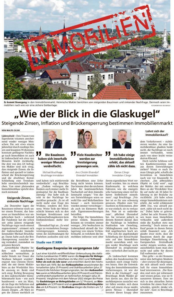 Zeitungsartikel: Entwicklung Lüdenscheider Immobilienmarkt